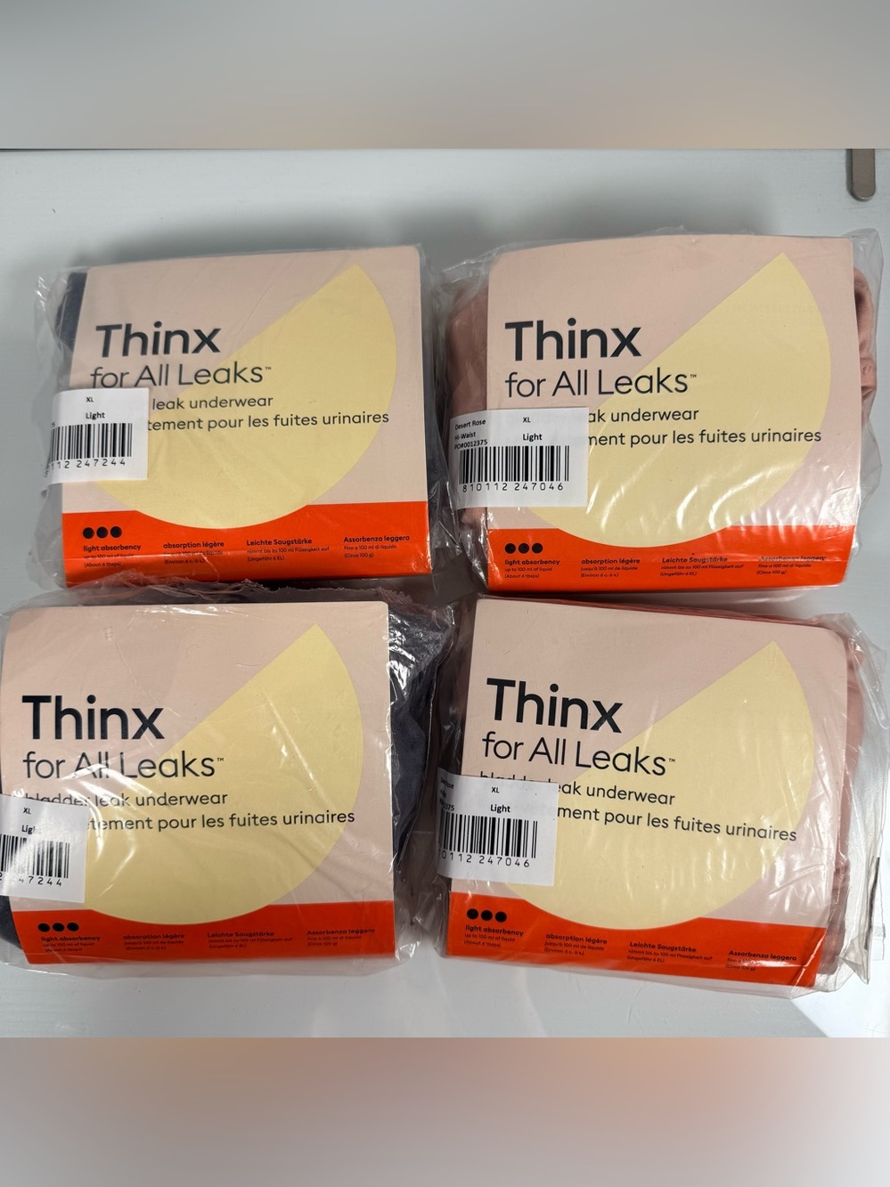 Thinx All Leaks Women XL Underwear Lot of 4 Pink Gray High Waist Bladder Period